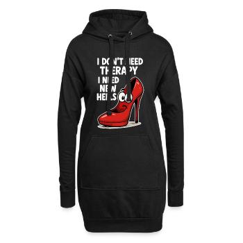 High Heels Therapy Cartoon: Comic Schuhe Spruch - Hoodie-Kleid - Schwarz - Vorne