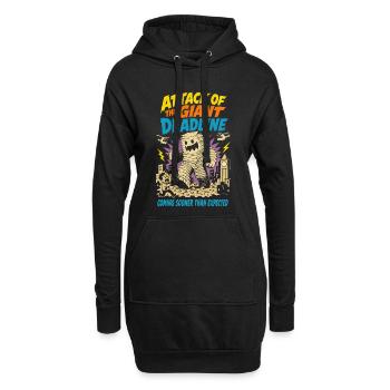 Attack of the gigantic deadline - Hoodie Dress - black - Front