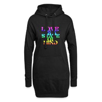 love is a state of mind, LGBT,regenbogen,bunt - Hoodie-Kleid - Schwarz - Vorne