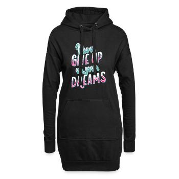Never Give Up On Your Dreams Grafik - Hoodie-Kleid - Schwarz - Vorne