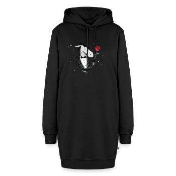 Pferd mit Punkten und Rose - Hoodie-Kleid - Schwarz - Vorne - AI Model Female 172 light (172cm)