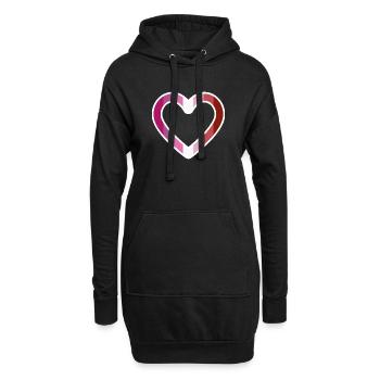 LGBT Herz Lesbisch Lesben Flagge Fahne Pink Lila - Hoodie-Kleid - Schwarz - Vorne