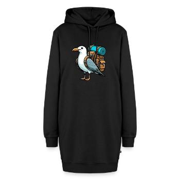 Wanderer Bergsteiger Nordsee Möwe Rucksack Wandern - Hoodie-Kleid - Schwarz - Vorne - AI Model Female 172 light (172cm)