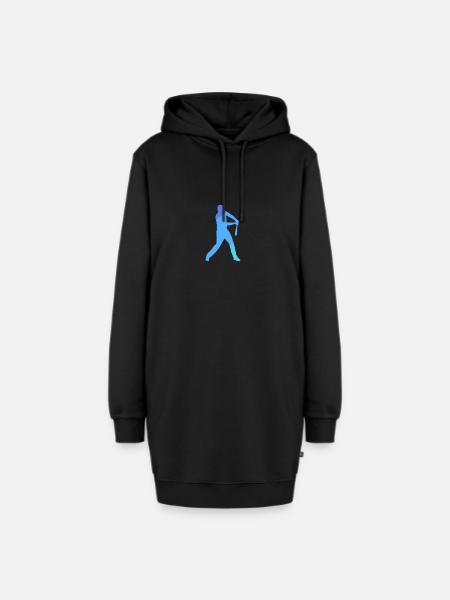 Baseball Baseballschläger Catcher Baseballspieler - Hoodie-Kleid - Schwarz