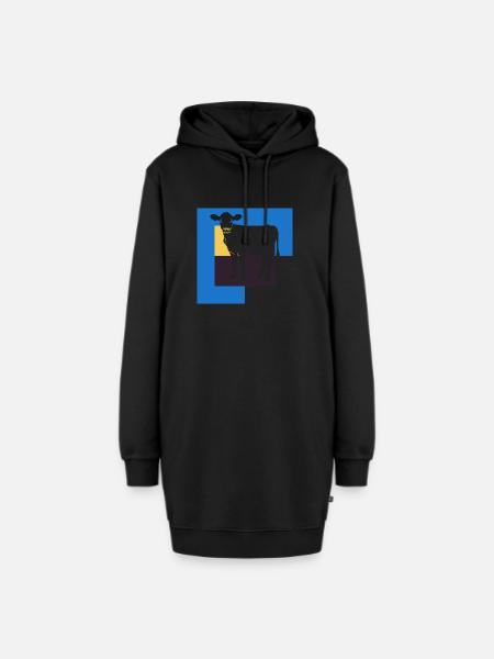 Vegan Bio Tierschutz - Hoodie-Kleid - Schwarz