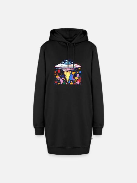 UFO Martian - Hoodie-Kleid - Schwarz