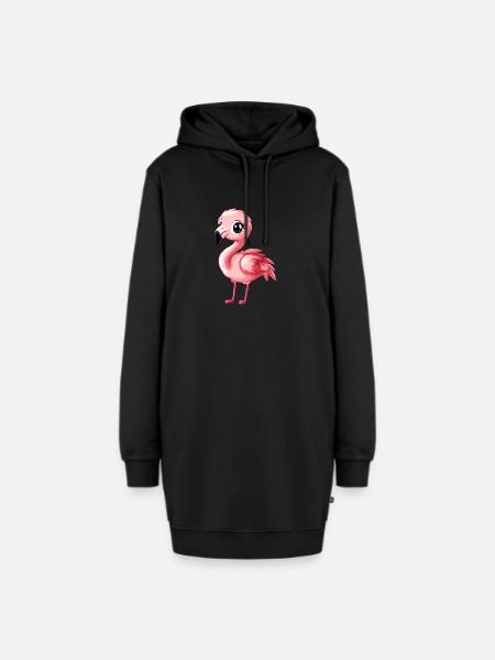 Flamingo Flamenco Wasservogel - Hoodie-Kleid - Schwarz