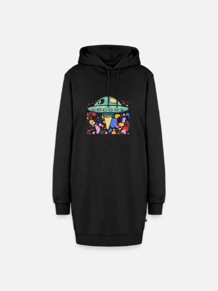 UFO Scifi Raumschiff - Hoodie-Kleid - Schwarz