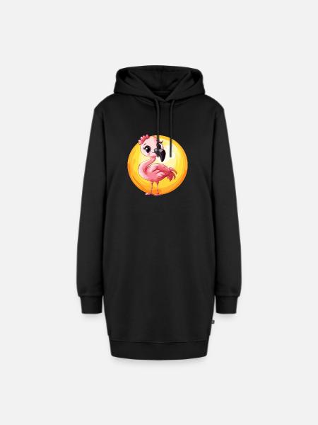 Flamingo Rosa - Hoodie-Kleid - Schwarz