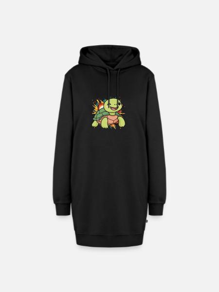 Turtle Schildkröte - Hoodie-Kleid - Schwarz