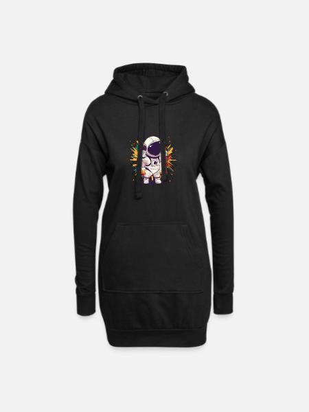 Astronaut Kosmos - Hoodie-Kleid - Schwarz