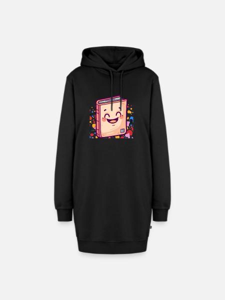 Lesen Leseratte - Hoodie-Kleid - Schwarz