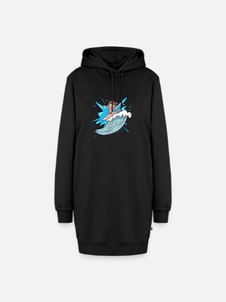 Surfer Surfergirl - Hoodie-Kleid - Schwarz