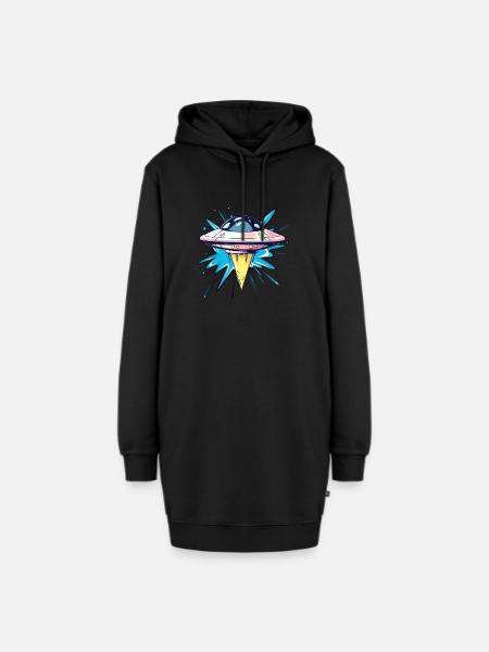 UFO Scifi Mars - Hoodie-Kleid - Schwarz