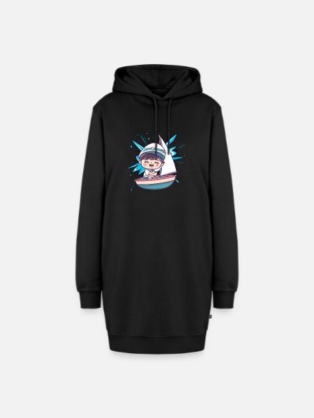 Segeln Anker - Hoodie-Kleid - Schwarz