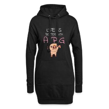 PIG OWNER / PIG FARMER: Life With A Pig - Hoodie-Kleid - Schwarz - Vorne