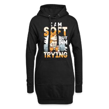 I AM SOFT BUT I'M TRYING für einen - Hoodie-Kleid - Schwarz - Vorne