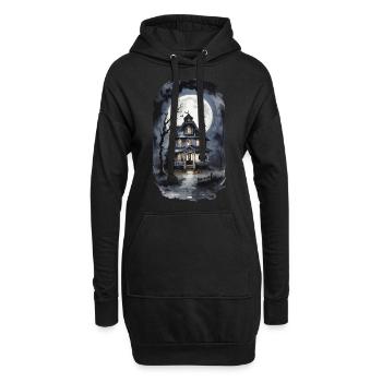 Creepy Geisterhaus Halloween Vintage Grusel - Hoodie-Kleid - Schwarz - Vorne