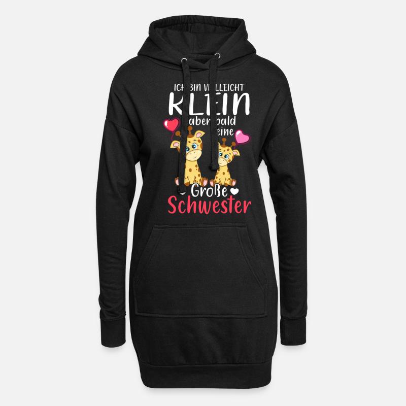Ich Bin Klein Aber Bald Eine Große Schwester - Hoodie-Kleid - Schwarz