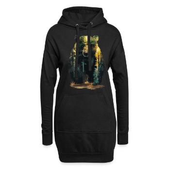 Wald Bär Natur Wildlife Kunst Berg Tier - Hoodie-Kleid - Schwarz - Vorne