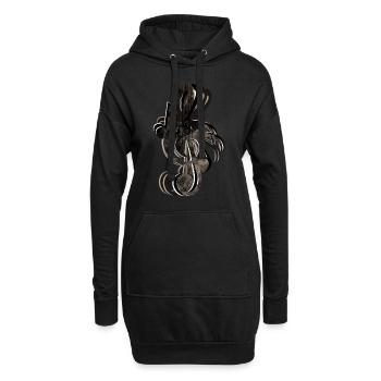 Clé de partition - Sweat-shirt à capuche long Femme - noir - Devant