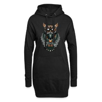 Hibou - Sweat-shirt à capuche long Femme - noir - Devant
