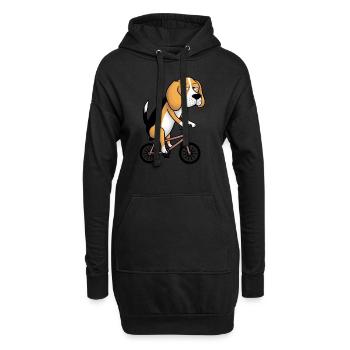 Drôle beagle chien sur le vélo fantaisiste drôle - Sweat-shirt à capuche long Femme - noir - Devant