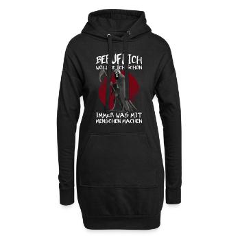 Beruflich wollte ich Menschen machen Sensenmann - Hoodie-Kleid - Schwarz - Vorne
