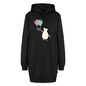 Süßer Pinguin mit Luftballon - Hoodie-Kleid - Schwarz - Vorne