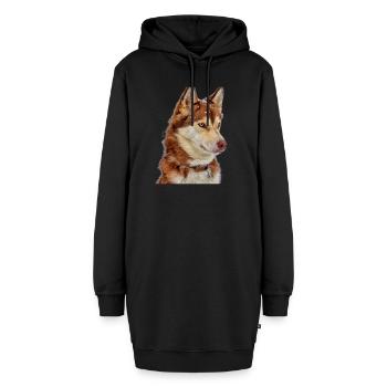 Husky Schneebraun - Hoodie-Kleid - Schwarz - Vorne