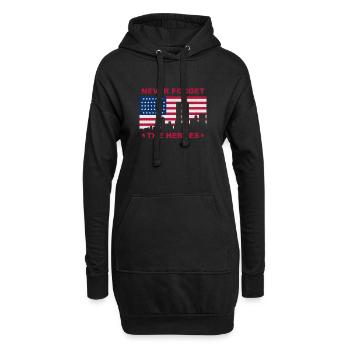 Never forget the heroes - Sweat-shirt à capuche long Femme - noir - Devant