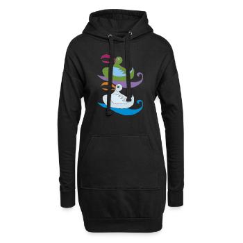 paire de mouettes colorées - Sweat-shirt à capuche long Femme - noir - Devant