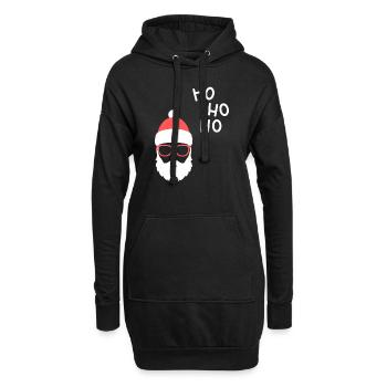 Weihnachtsmann Mütze Sonnenbrille Bart Santa - Hoodie-Kleid - Schwarz - Vorne