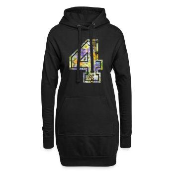 Numero 4 fleur, Équipe Foot, basket université - Sweat-shirt à capuche long Femme - noir - Devant