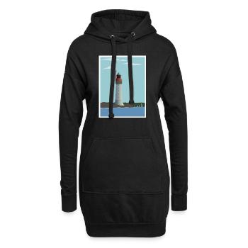 Phare de Grand Jardin - Saint-Malo - Sweat-shirt à capuche long Femme - noir - Devant
