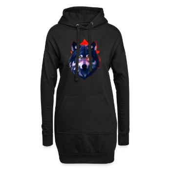 Wolf - Hoodie Dress - black - Front