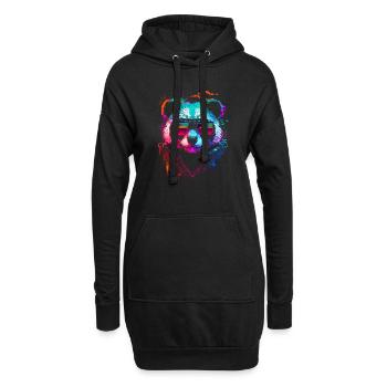 Hipster-Panda - Hoodie-Kleid - Schwarz - Vorne