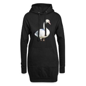 Cygne, Canard, Oiseau, Oie - Sweat-shirt à capuche long Femme - noir - Devant