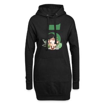 5e anniversaire singe safari - Sweat-shirt à capuche long Femme - noir - Devant