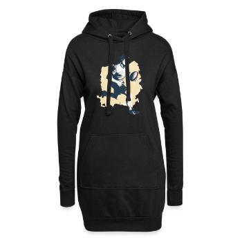 Hervé, der Rugbyspieler - Hoodie-Kleid - Schwarz - Vorne