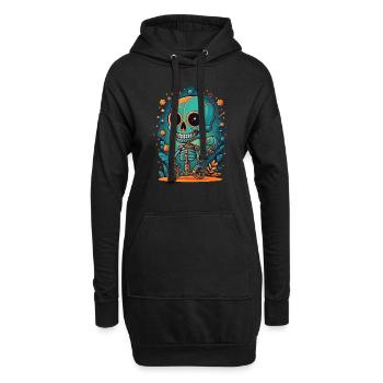 Skelett - Hoodie-Kleid - Schwarz - Vorne