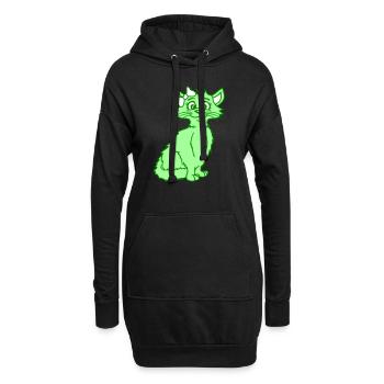 Süße Mädchen Katze Hübsche Schleife Frau Weiblich - Hoodie-Kleid - Schwarz - Vorne