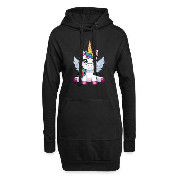 Genervtes Einhorn – Originelles Design für Fantasi - Hoodie-Kleid - Schwarz - Vorne