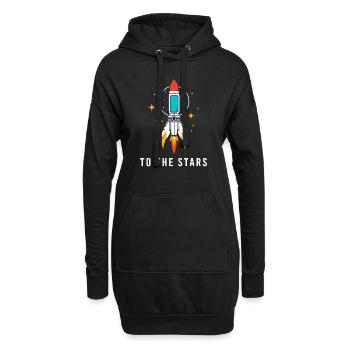 Rakete auf sternenklarem Hintergrund - Hoodie-Kleid - Schwarz - Vorne