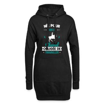 Née pour faire du cheval - Obligée de travailler - Sweat-shirt à capuche long Femme - noir - Devant