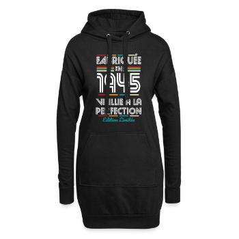 80. Jubiläum - Hergestellt im Jahr 1945 - Hoodie-Kleid - Schwarz - Vorne