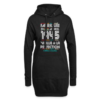 Anniversaire 80 ans - Fabriquée en Avril 1945 - Sweat-shirt à capuche long Femme - noir - Devant
