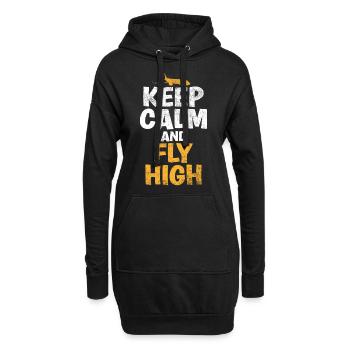 Keep Calm & Fly High Proverbe amusant du - Sweat-shirt à capuche long Femme - noir - Devant