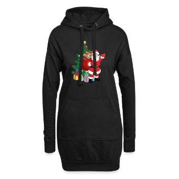 Noël Noël Père Noël Père Noël - Sweat-shirt à capuche long Femme - noir - Devant