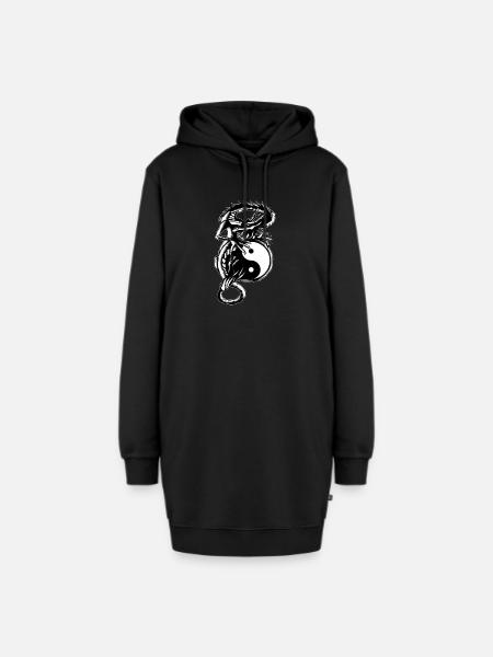 Yin Yang Dragon Light & Dark Gleichgewicht Chinesisch - Hoodie-Kleid - Schwarz